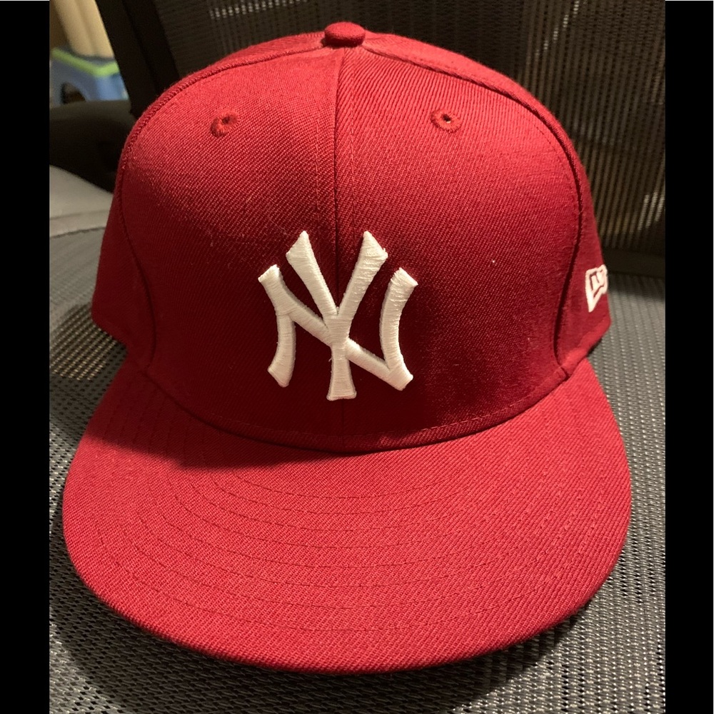 New Era 59Fifty MLB New York Yankees Red/White Basic Fitted White Hat Size 7 5/8